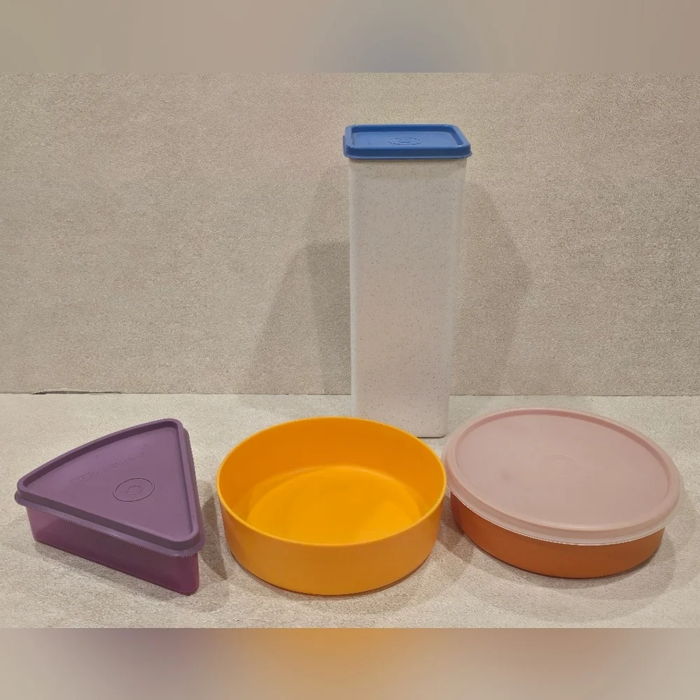 Tupperware Mixed Lot Wonder Bowls Harvest, Canister Granite, Pie Slice